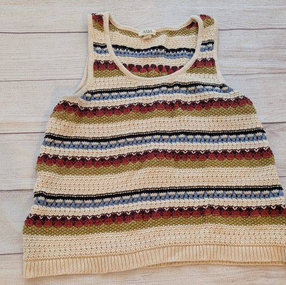 A.n.a Womens colorful striped knit sweater tank top. Scoop neckline. Size Large - Picture 2 of 8